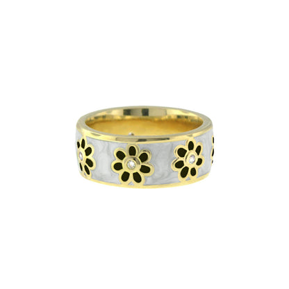 Daisy Love Band Ring Open Flower by Lauren G Adams on two-tone gold and silver textured band on Tampa Home & Garden Store