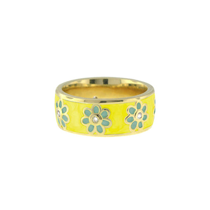 Daisy Love Band Ring - Open Flower, yellow enamel with blue floral accents by Lauren G Adams on Tampa Home & Garden Store