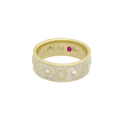 Horseshoe Equestrian Ring, two-tone gold and silver band with crystal accents by Lauren G Adams on Tampa Home & Garden Store