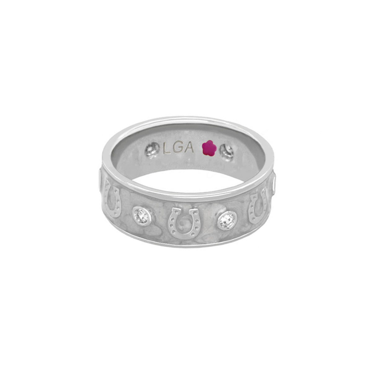 Horseshoe Equestrian Ring, silver-tone band with motifs and crystals, Lauren G Adams on Tampa Home & Garden Store
