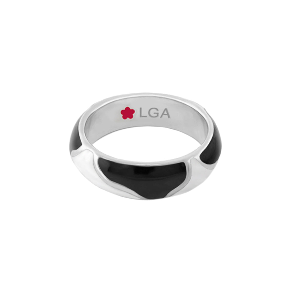 Earth Wind Stackable Ring by Lauren G Adams, silver band with black enamel inlay on Tampa Home & Garden Store