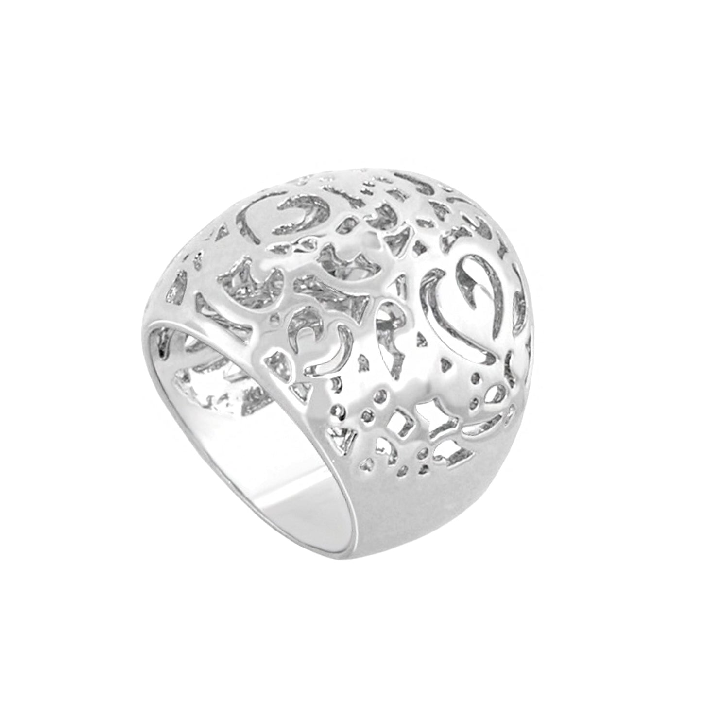 Hidden Hearts Ring Filigree Dome, Lauren G Adams silver cocktail ring with openwork hearts on Tampa Home & Garden Store