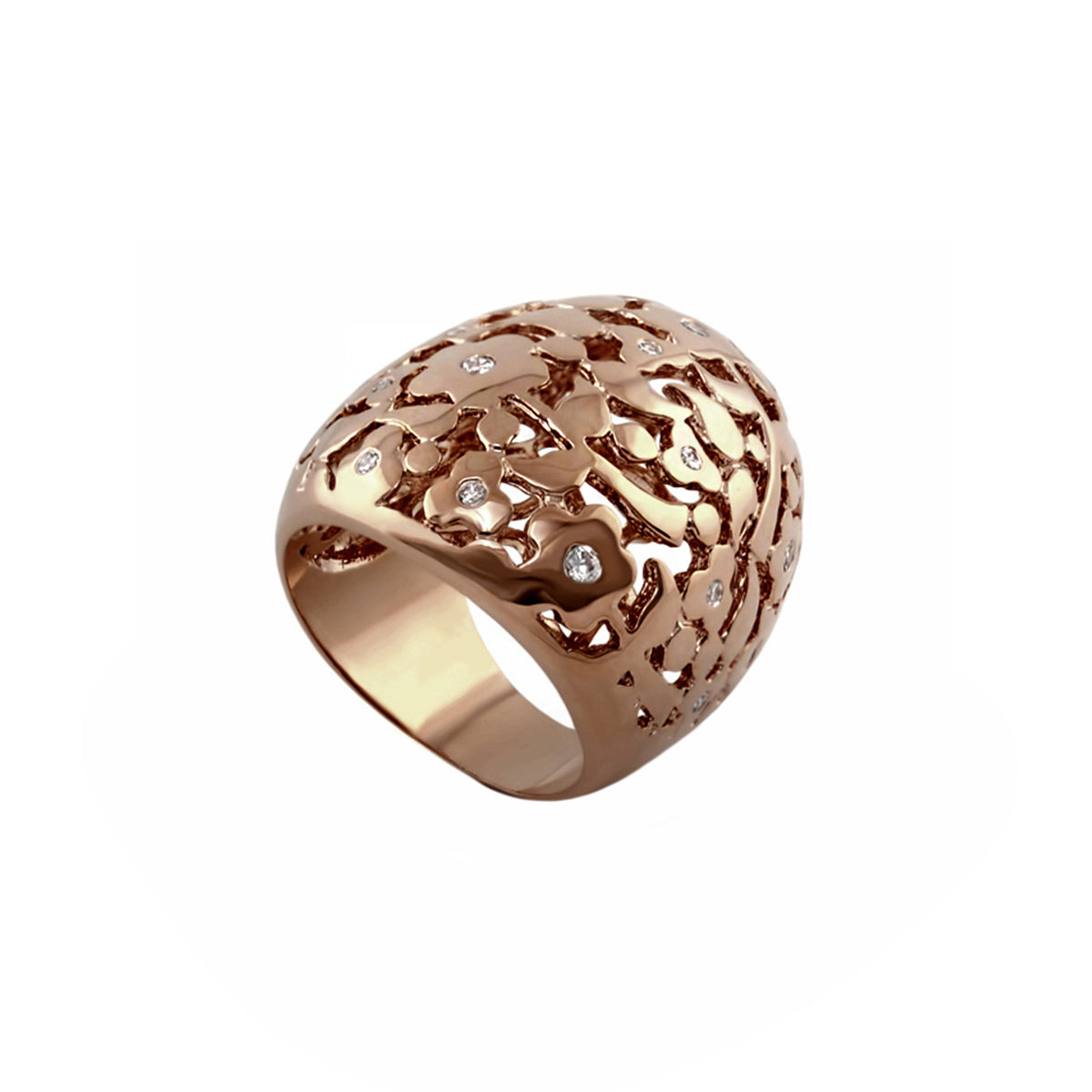 Flowers by Orly cocktail ring rose gold dome with floral lattice stones on Tampa Home & Garden Store