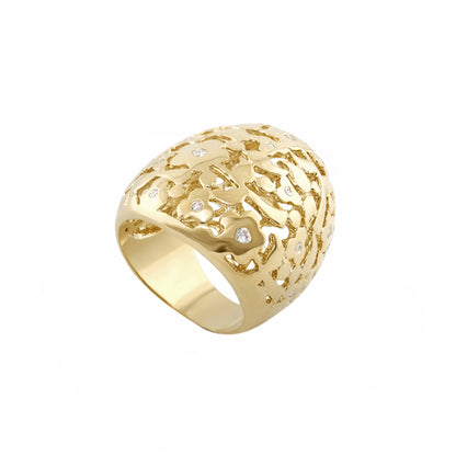 Orly Flowers Cocktail Ring with floral lattice dome and crystal accents on Tampa Home & Garden Store