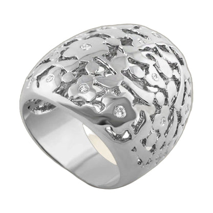 Flowers by Orly Bold Tone on Tone Dome cocktail ring in silver by Lauren G Adams on Tampa Home & Garden Store