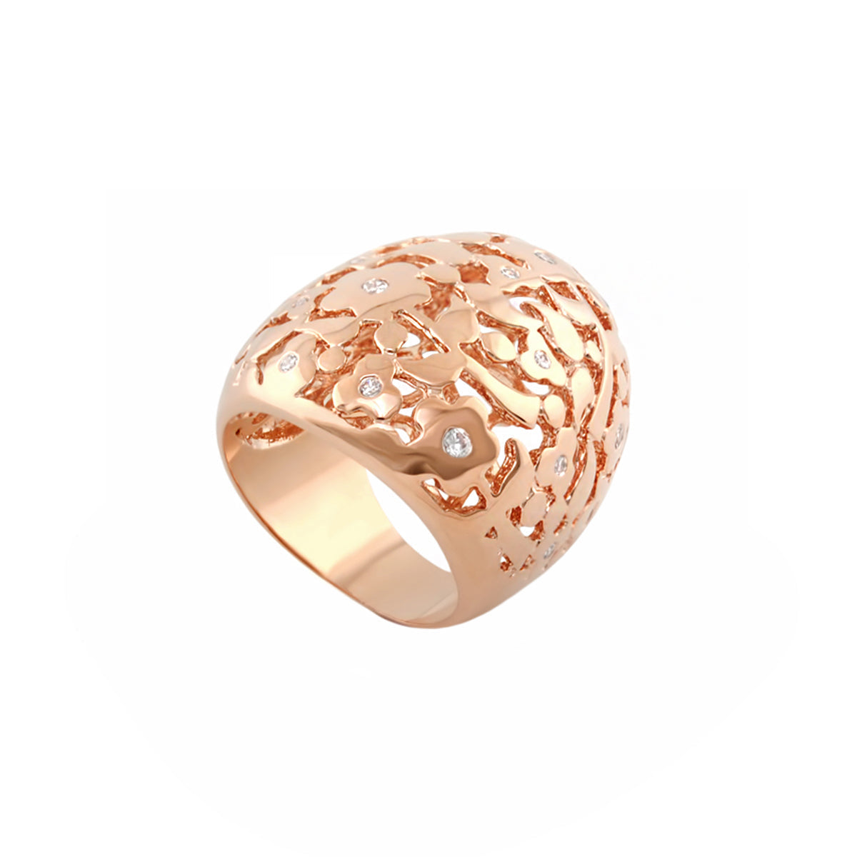 Flowers by Orly Cocktail Ring by Lauren G Adams in rose gold with floral lattice dome on Tampa Home & Garden Store
