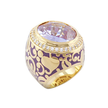Hidden Hearts Cocktail Ring Lauren G Adams lavender gemstone and pavé diamonds enamel scrollwork on Tampa Home & Garden Store