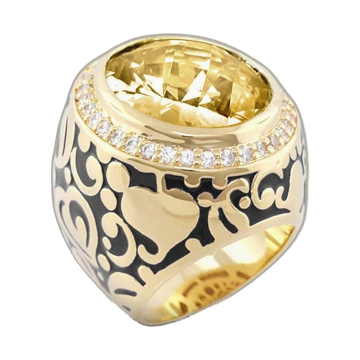 Lauren G Adams Hidden Hearts Cocktail Ring with large yellow gemstone and diamond-accent band on Tampa Home & Garden Store