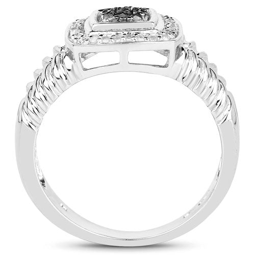Ring 0.19ct black and white diamond in .925 sterling silver with ribbed band Bids.com on Tampa Home & Garden Store