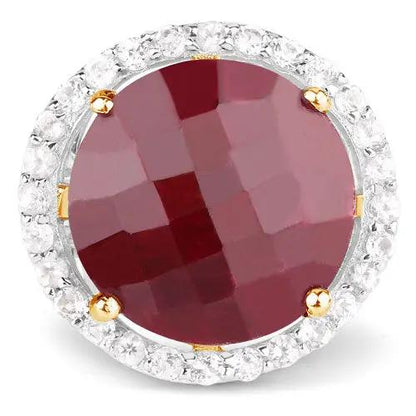 Ring 13.10ct dyed ruby in white topaz halo, .925 sterling silver on Tampa Home & Garden Store