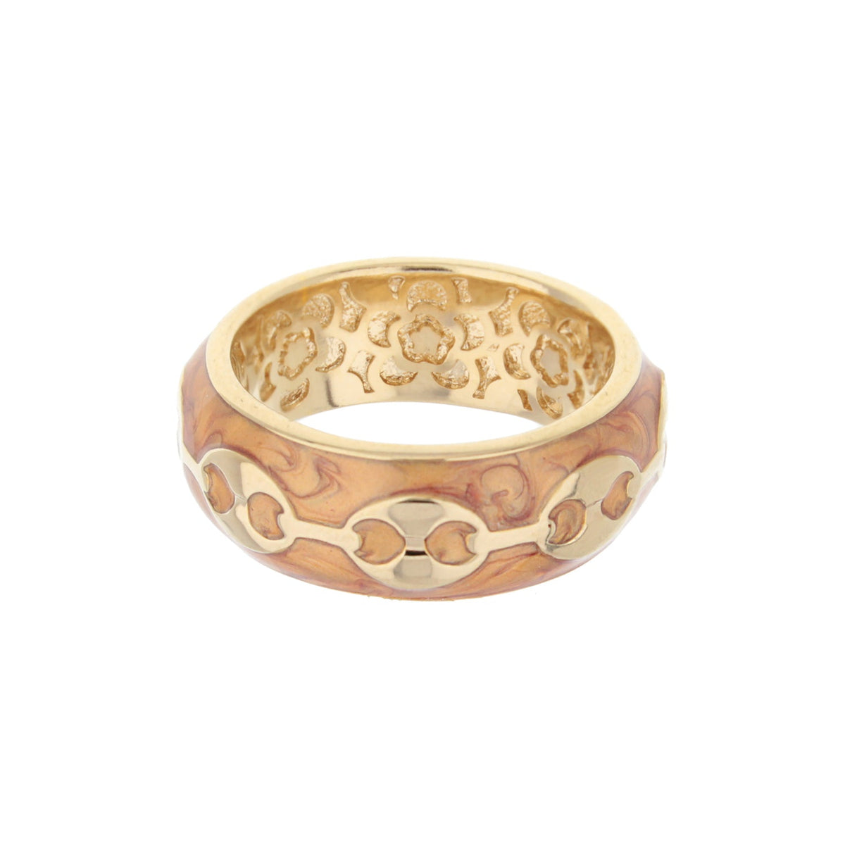 Milano Band Ring gold-tone brown enamel with circular motif Lauren G Adams on Tampa Home & Garden Store