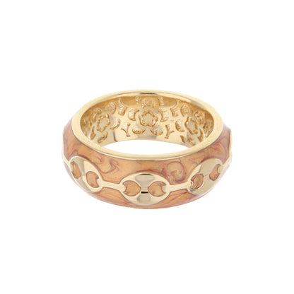 Milano Band Ring gold-tone brown enamel with circular motif Lauren G Adams on Tampa Home & Garden Store