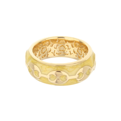 Milano Band Ring by Lauren G Adams, gold-tone with green enamel and floral lattice interior on Tampa Home & Garden Store