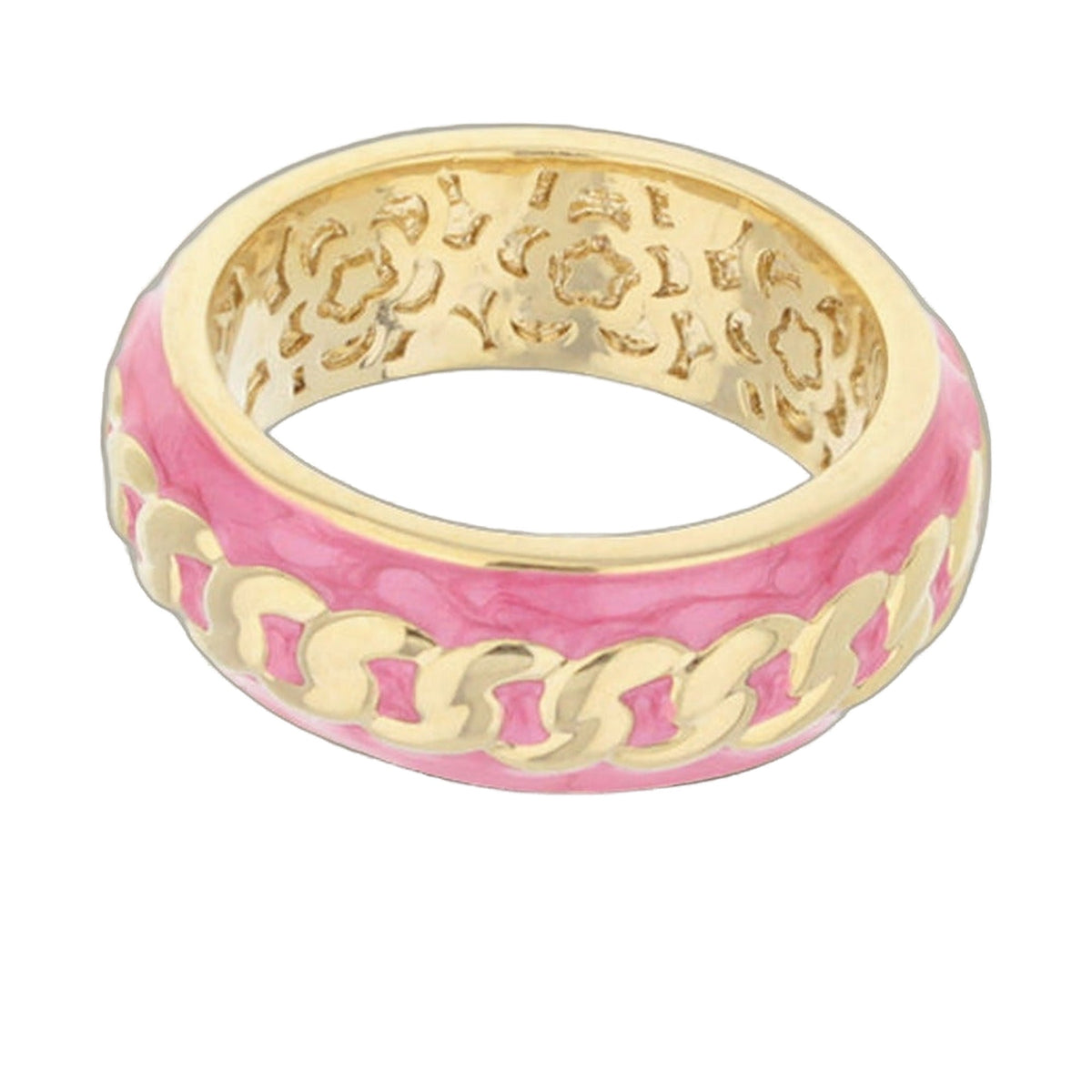 Laguna Links Band Ring by Lauren G Adams, pink exterior with gold-toned interior on Tampa Home & Garden Store