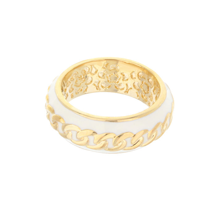 Laguna Links Band Ring white enamel with gold-tone chain-link trim by Lauren G Adams on Tampa Home & Garden Store