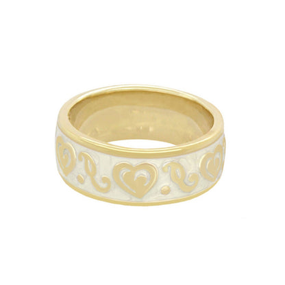 Hidden Hearts Ring - Enamel Scroll Band gold and white with heart motif, Lauren G Adams on Tampa Home & Garden Store