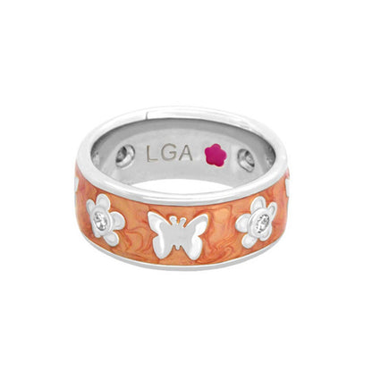 Band ring Butterfly World by LGA Lauren G Adams with orange enamel and white butterflies on Tampa Home & Garden Store