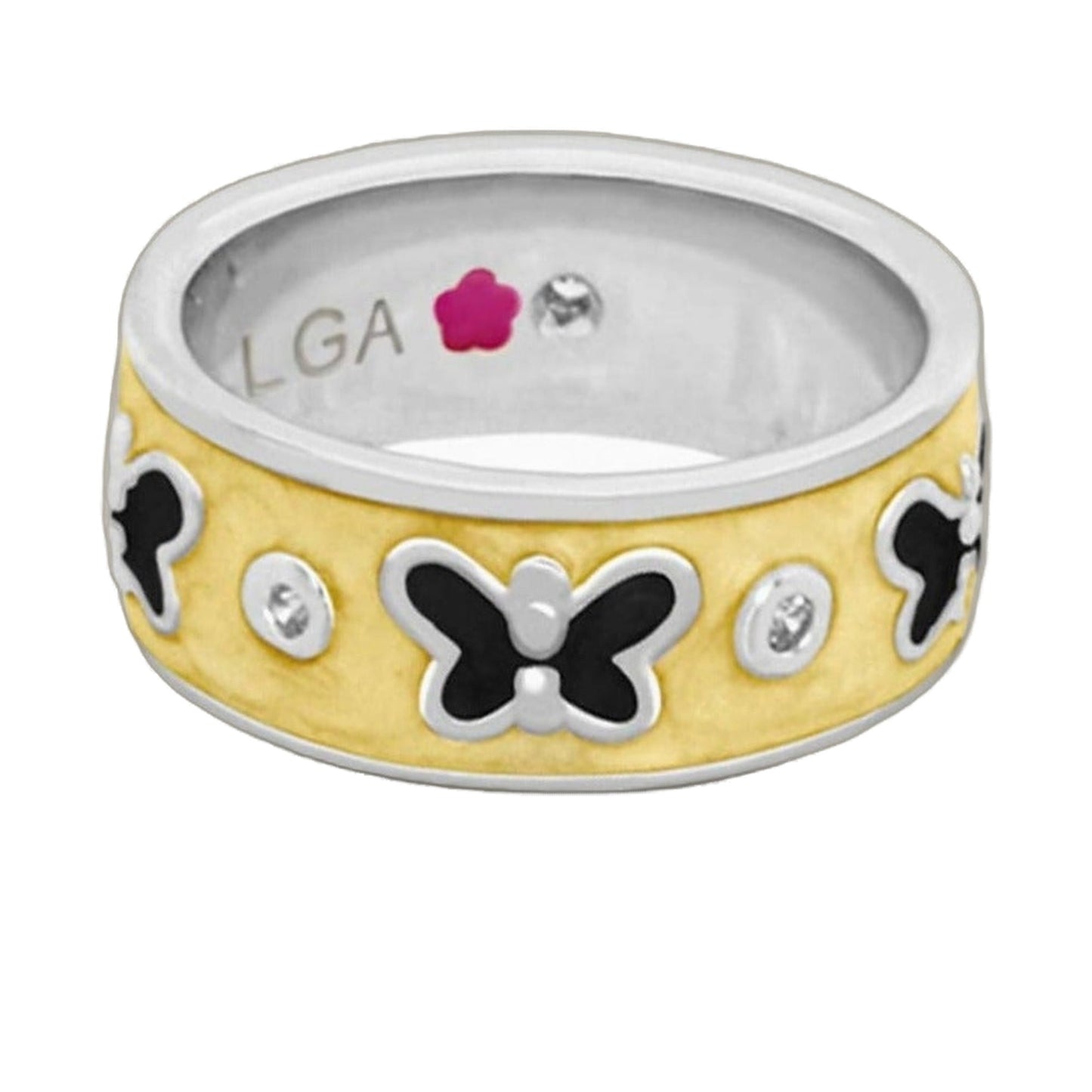 Band ring Butterfly World Ring by Lauren G Adams, yellow enamel with framed butterfly accents on Tampa Home & Garden Store