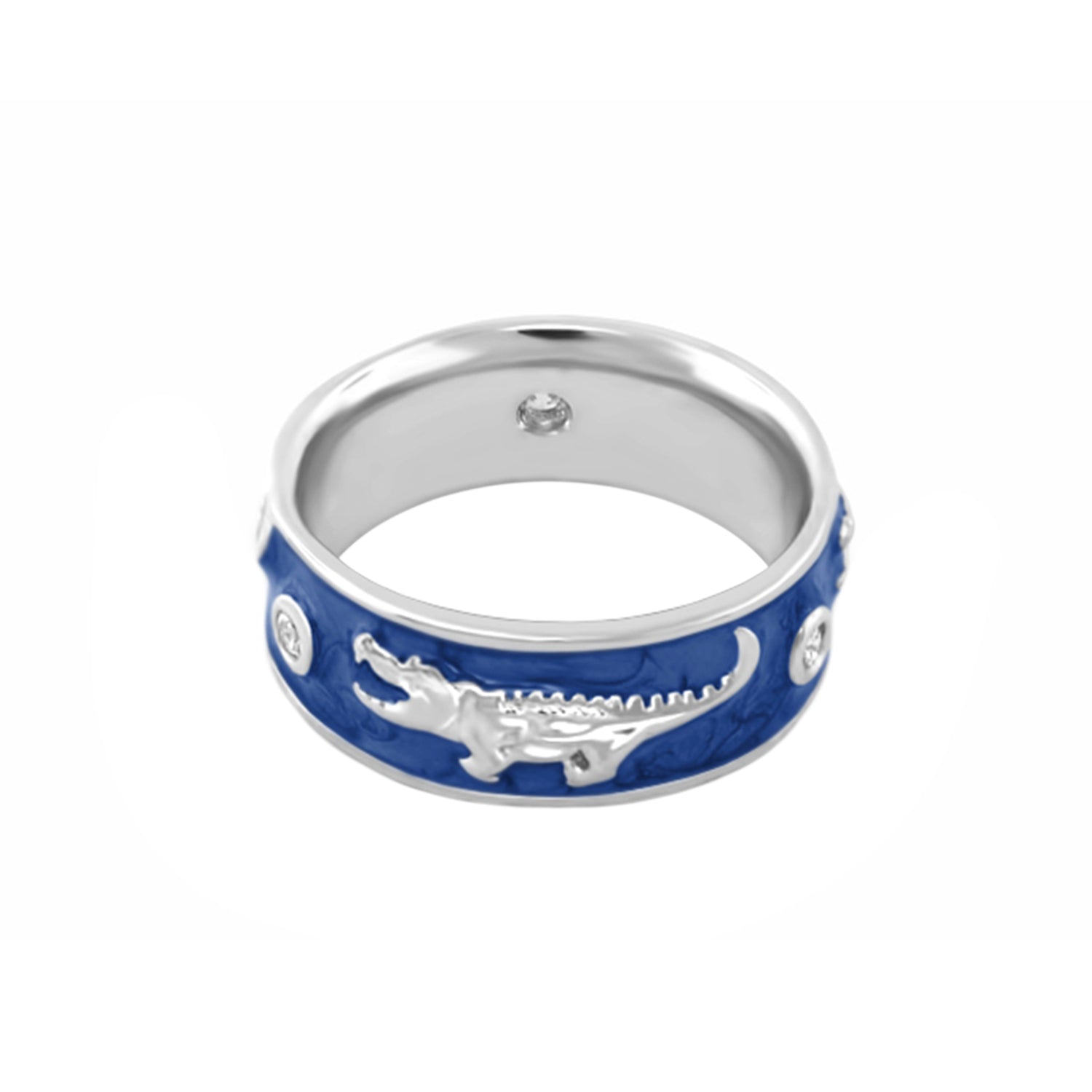Animal Paradise Ring Alligator Band blue enamel with silver alligator motif by Lauren G Adams on Tampa Home & Garden Store