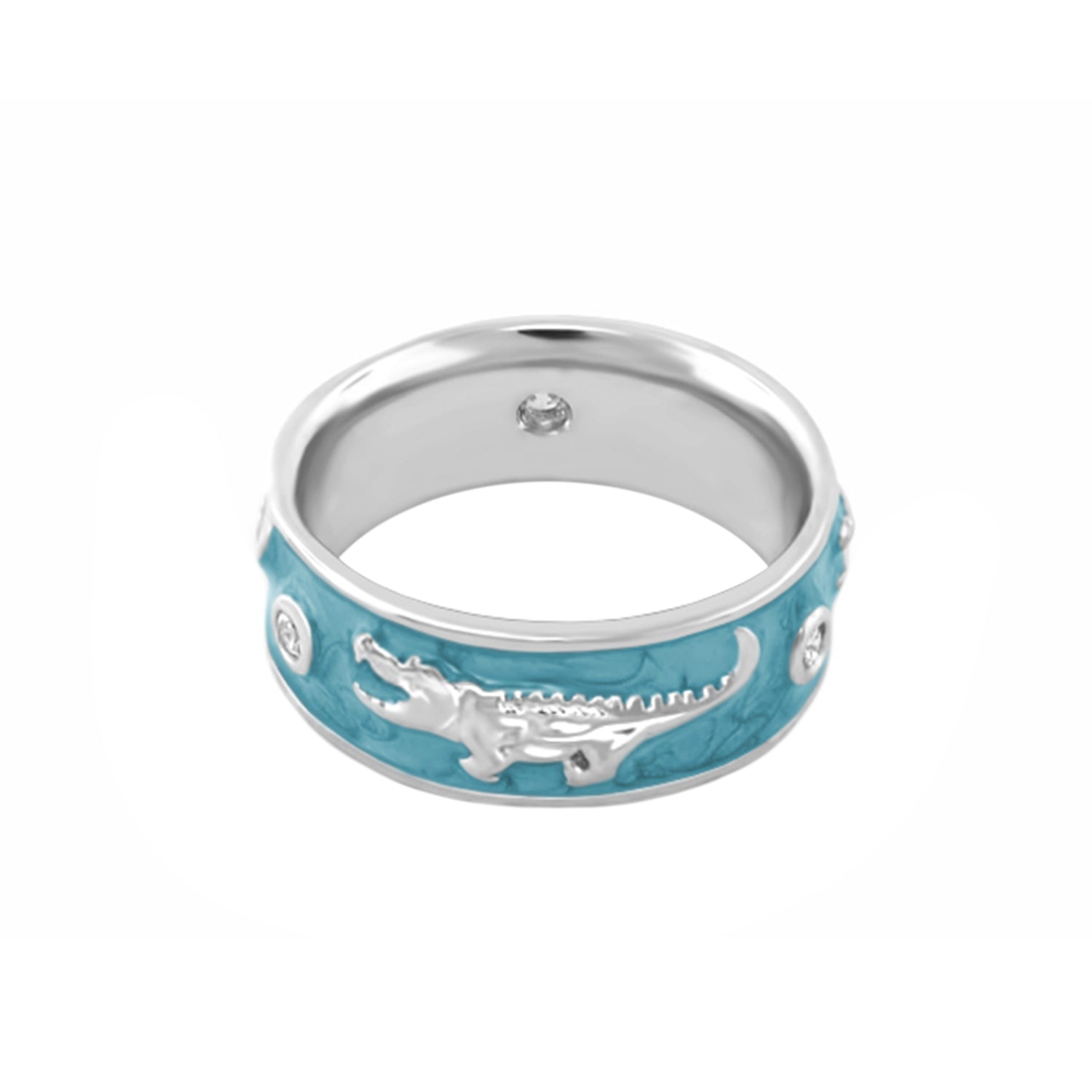 Ring Animal Paradise Alligator Band turquoise enamel silver band by Lauren G Adams on Tampa Home & Garden Store