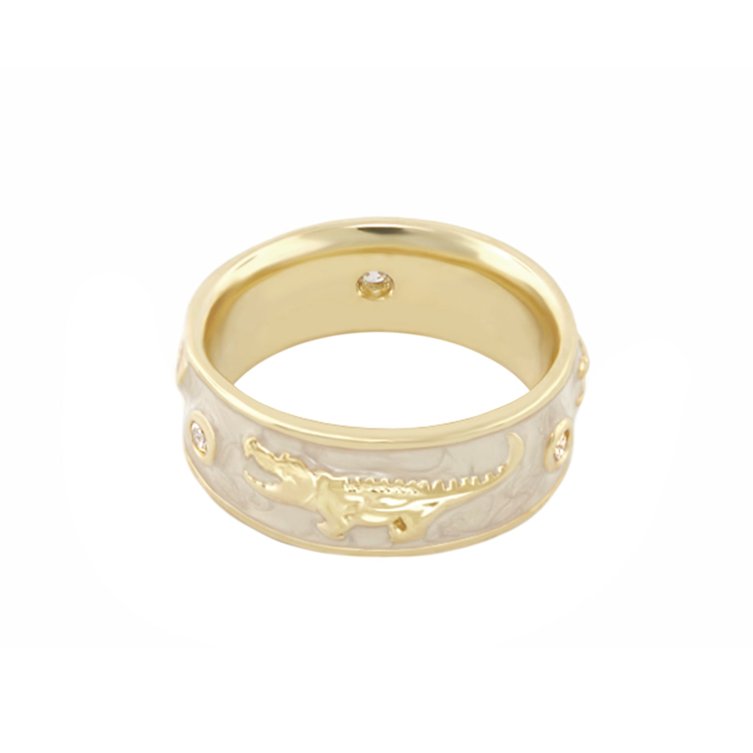 Ring Animal Paradise Band gold-tone with embossed alligator motif by Lauren G Adams on Tampa Home & Garden Store