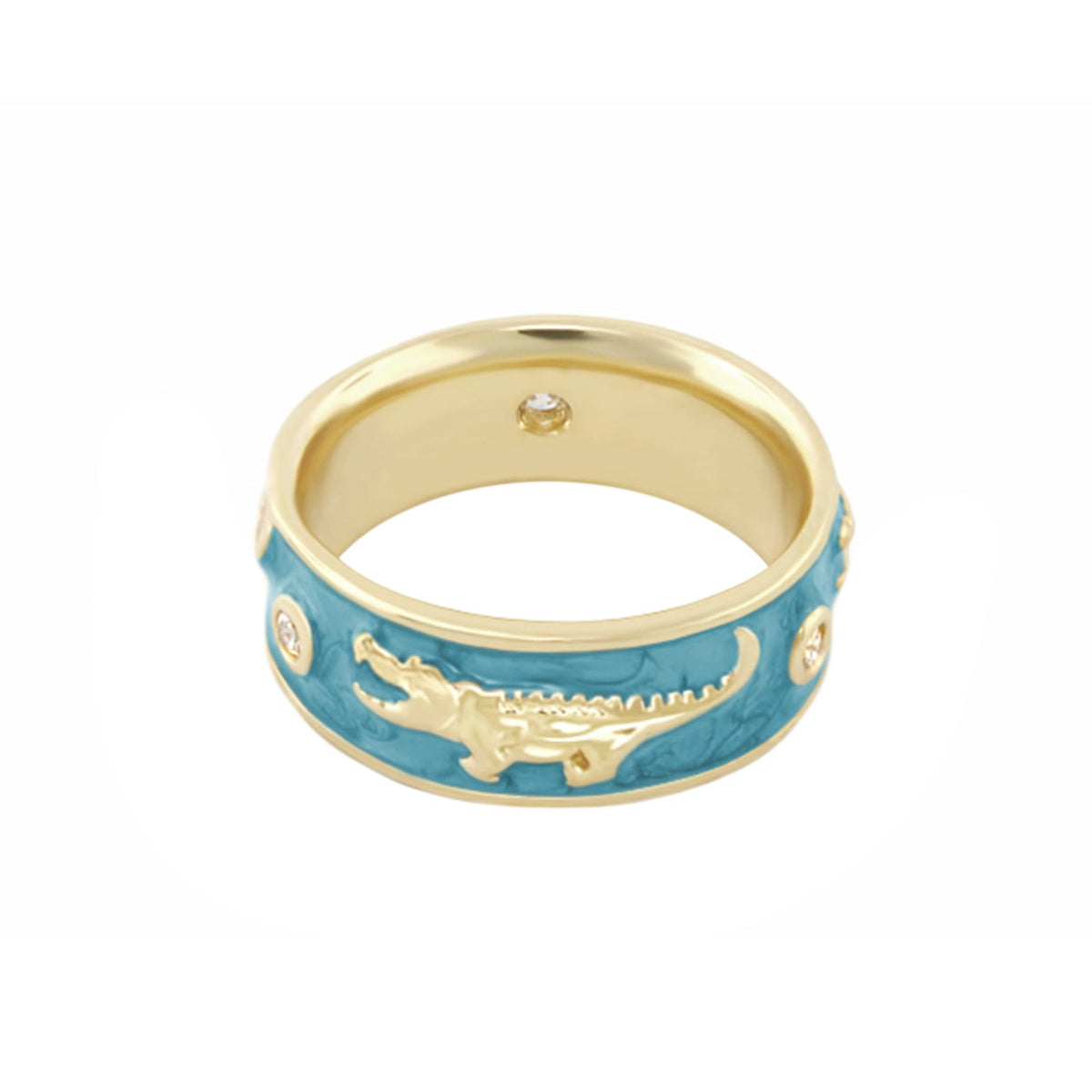 Animal Paradise Ring Alligator Band Lauren G Adams turquoise enamel with diamond accent on Tampa Home & Garden Store