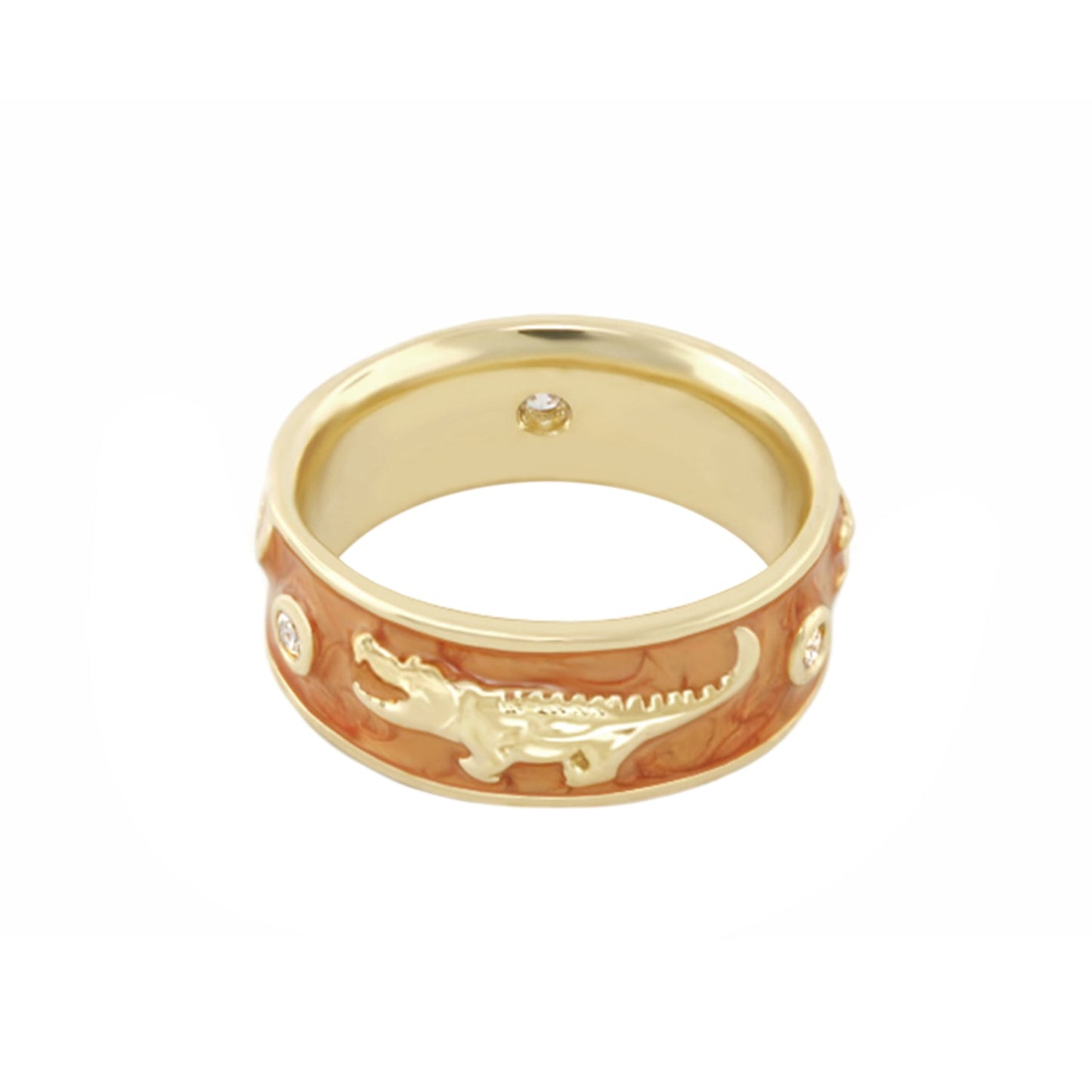 Animal Paradise Ring Alligator Band gold tone ring with brown enamel inlay by Lauren G Adams on Tampa Home & Garden Store