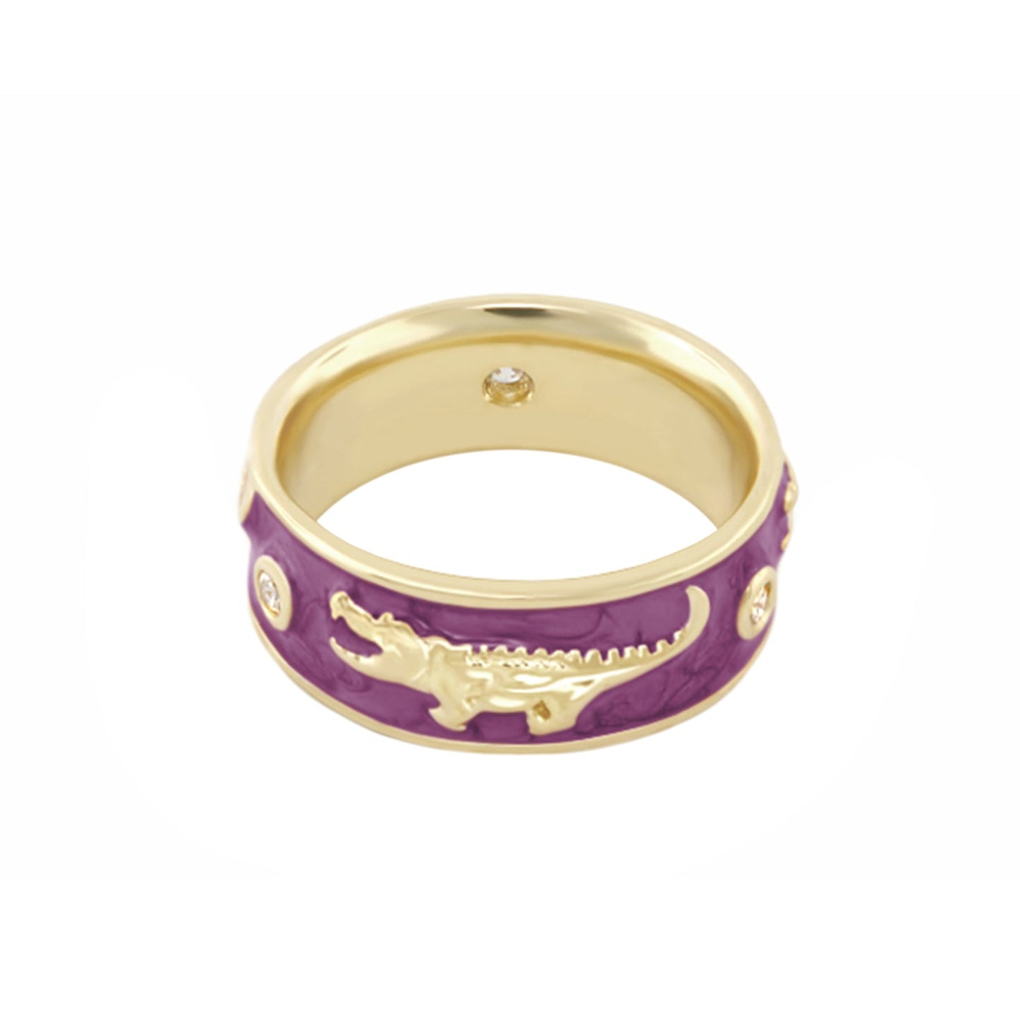 Animal Paradise Ring Alligator Band gold-tone purple enamel with alligator motif and gems on Tampa Home & Garden Store