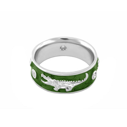 Animal Paradise Ring Alligator Band enamel silver setting alligator relief Lauren G Adams on Tampa Home & Garden Store