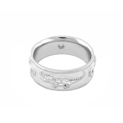 Animal Paradise Ring Alligator Band by Lauren G Adams, silver tone with small gem accents on Tampa Home & Garden Store