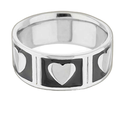 Lots of Love Ring, silver-tone band with black enamel LOVE panels and heart motif by Lauren G Adams on Tampa Home & Garden Store