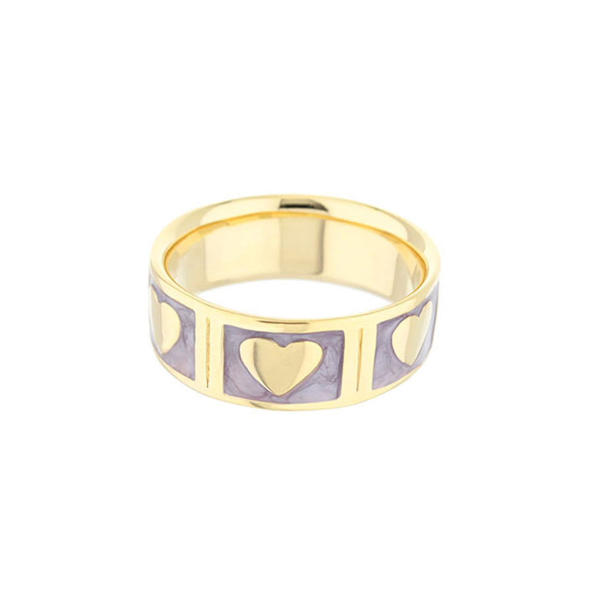 Lots of Love Ring, gold band with purple heart-inlaid panels by Lauren G Adams on Tampa Home & Garden Store