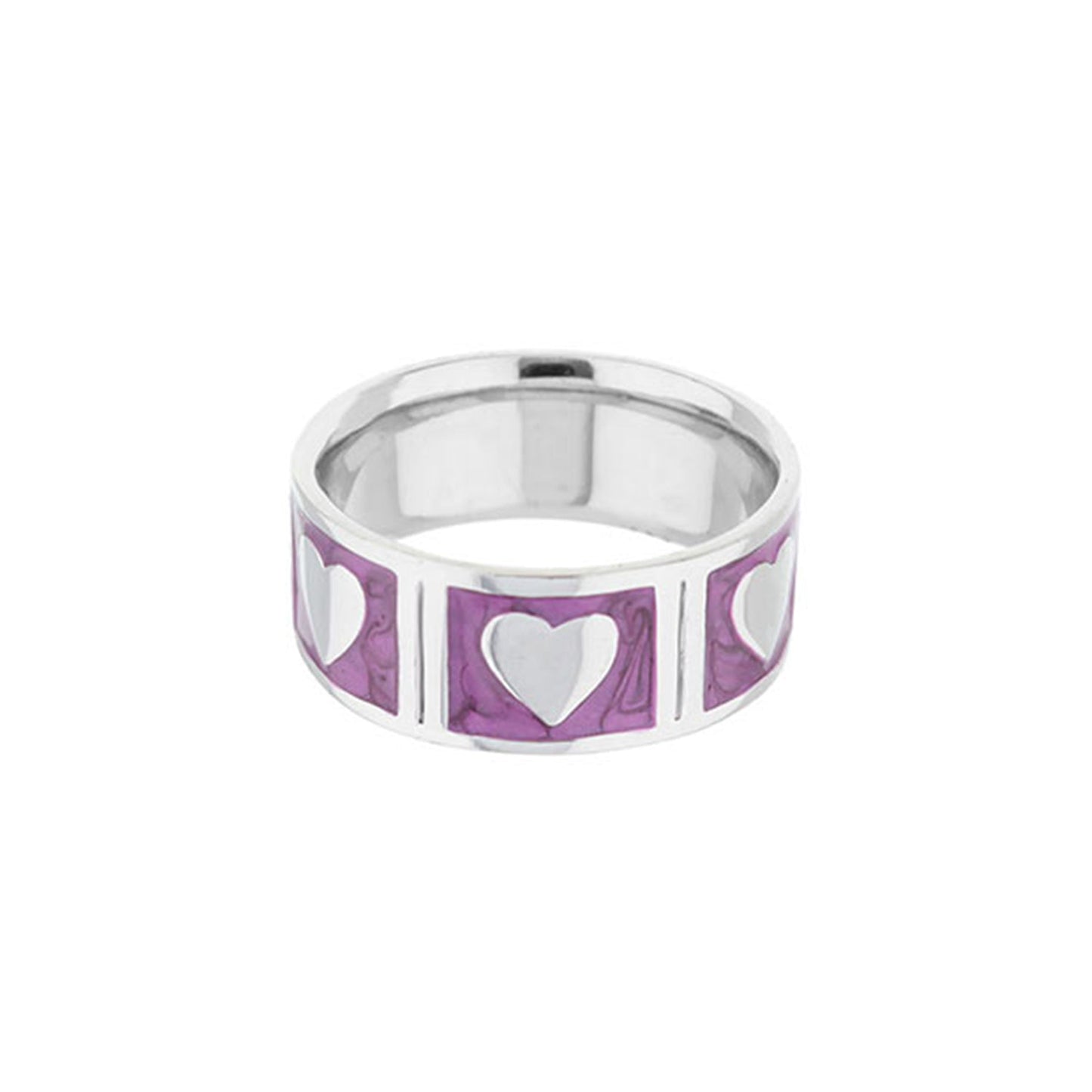 Lots of Love Ring silver band with purple enamel heart panels by Lauren G Adams on Tampa Home & Garden Store