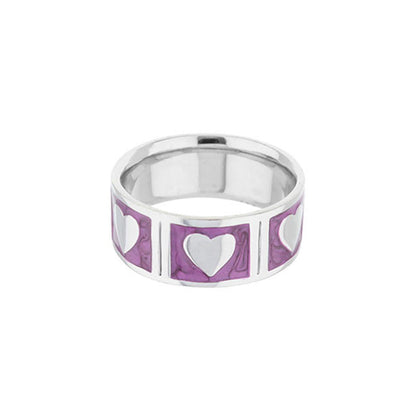 Lots of Love Ring silver band with purple enamel heart panels by Lauren G Adams on Tampa Home & Garden Store
