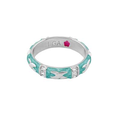 Elegant Hugs Stackable Ring turquoise enamel with crystal accents by Lauren G Adams on Tampa Home & Garden Store