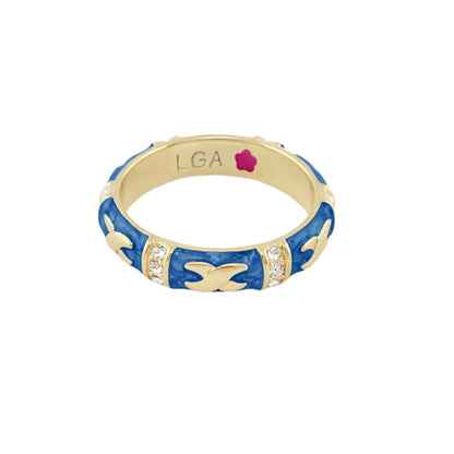 Elegant Hugs Red Enamel Stackable Gold Ring