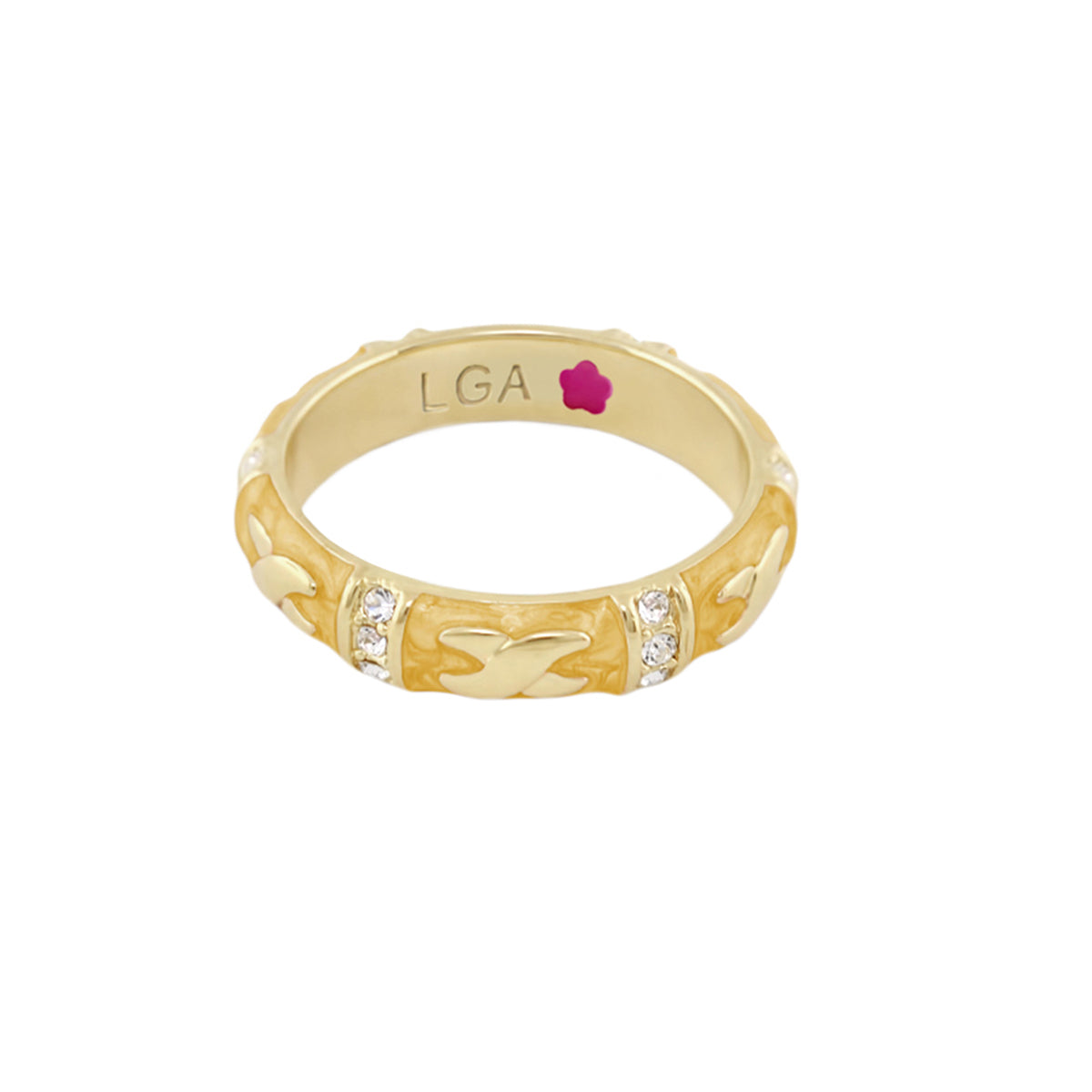 Elegant Hugs Red Enamel Stackable Gold Ring