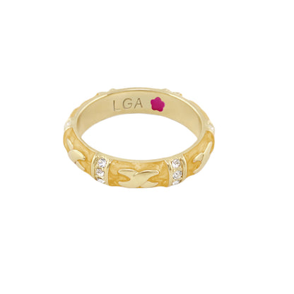 Elegant Hugs Red Enamel Stackable Gold Ring