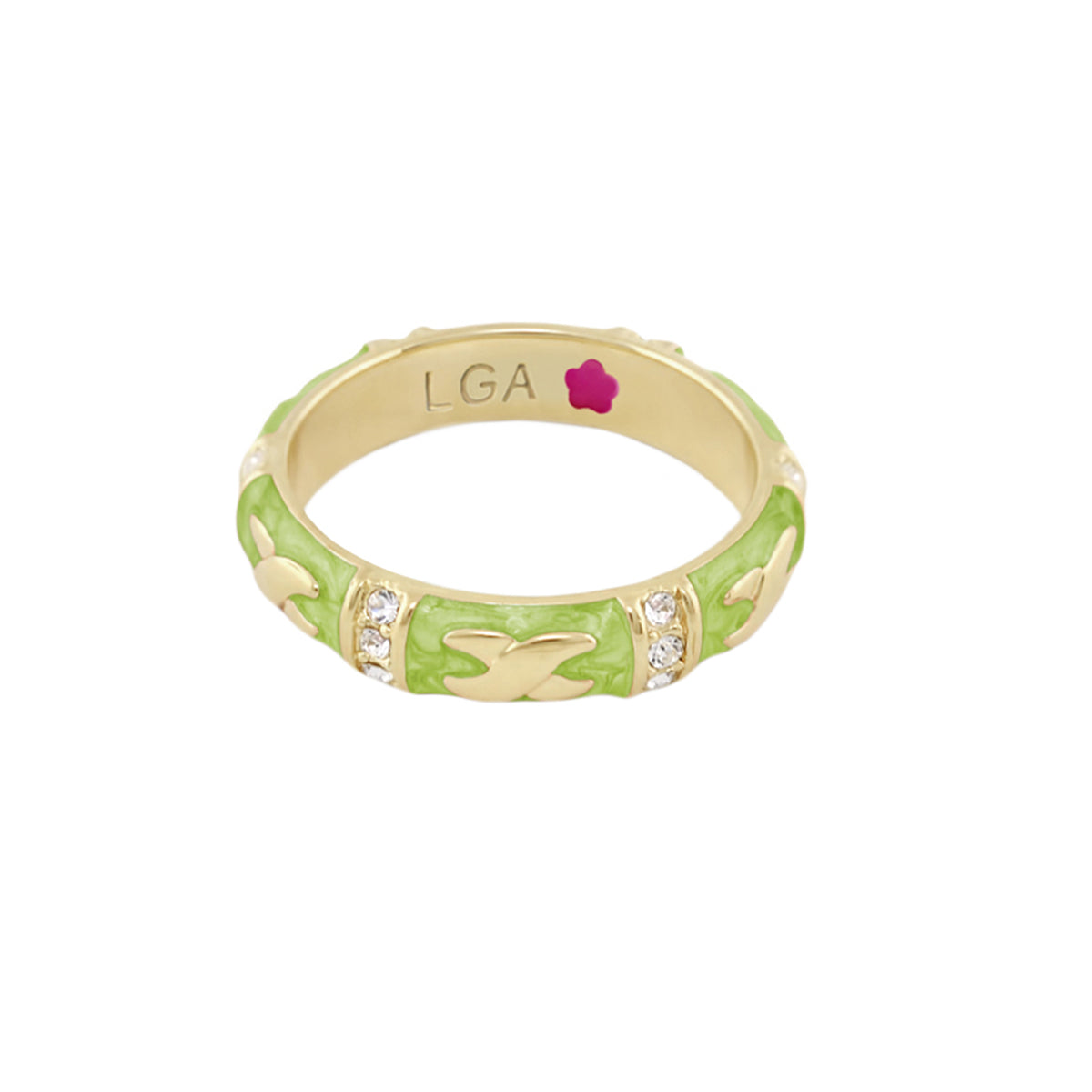 Elegant Hugs Red Enamel Stackable Gold Ring