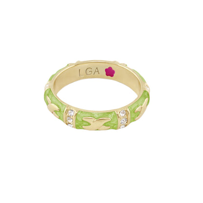 Elegant Hugs Red Enamel Stackable Gold Ring