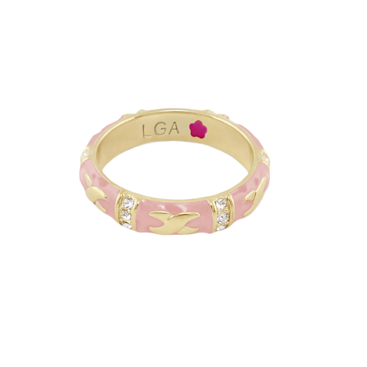 Elegant Hugs Red Enamel Stackable Gold Ring