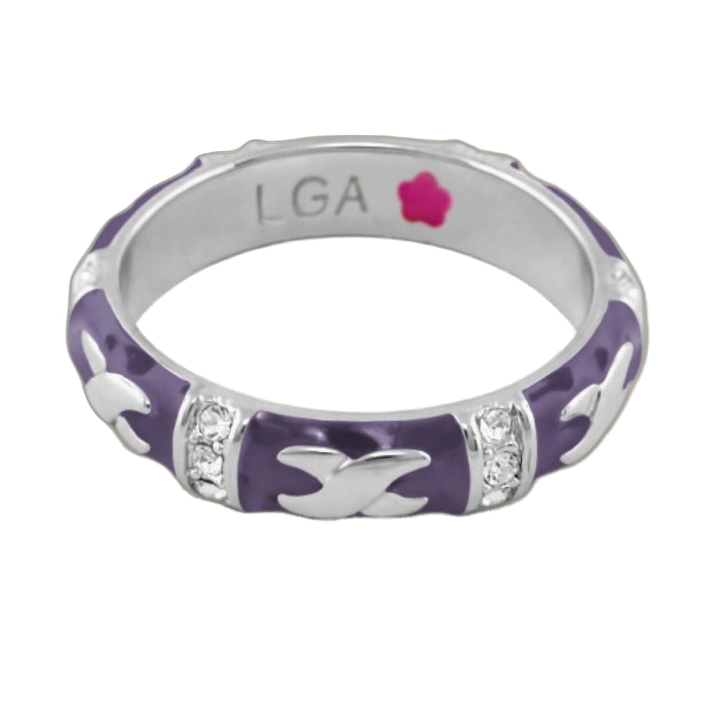 Elegant Hugs Stackable Ring by Lauren G Adams, purple camo enamel with crystals on Tampa Home & Garden Store