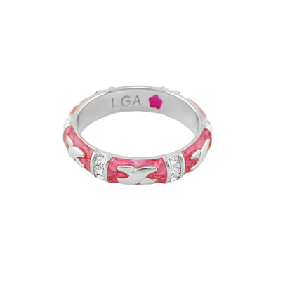 Elegant Hugs Stackable Ring pink enamel with X accents and pave crystals Lauren G Adams on Tampa Home & Garden Store