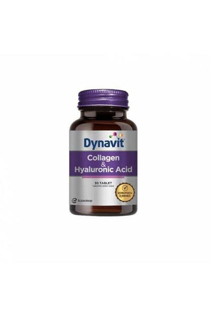 Dynavit Collagen & Hyaluronic Acid supplement bottle, purple cap, 30 tablets on Tampa Home & Garden Store