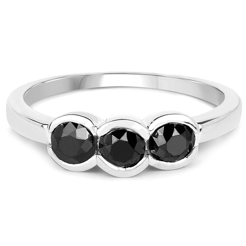 Ring featuring 1.16ct genuine black diamond trio on a .925 sterling silver band on Tampa Home & Garden Store
