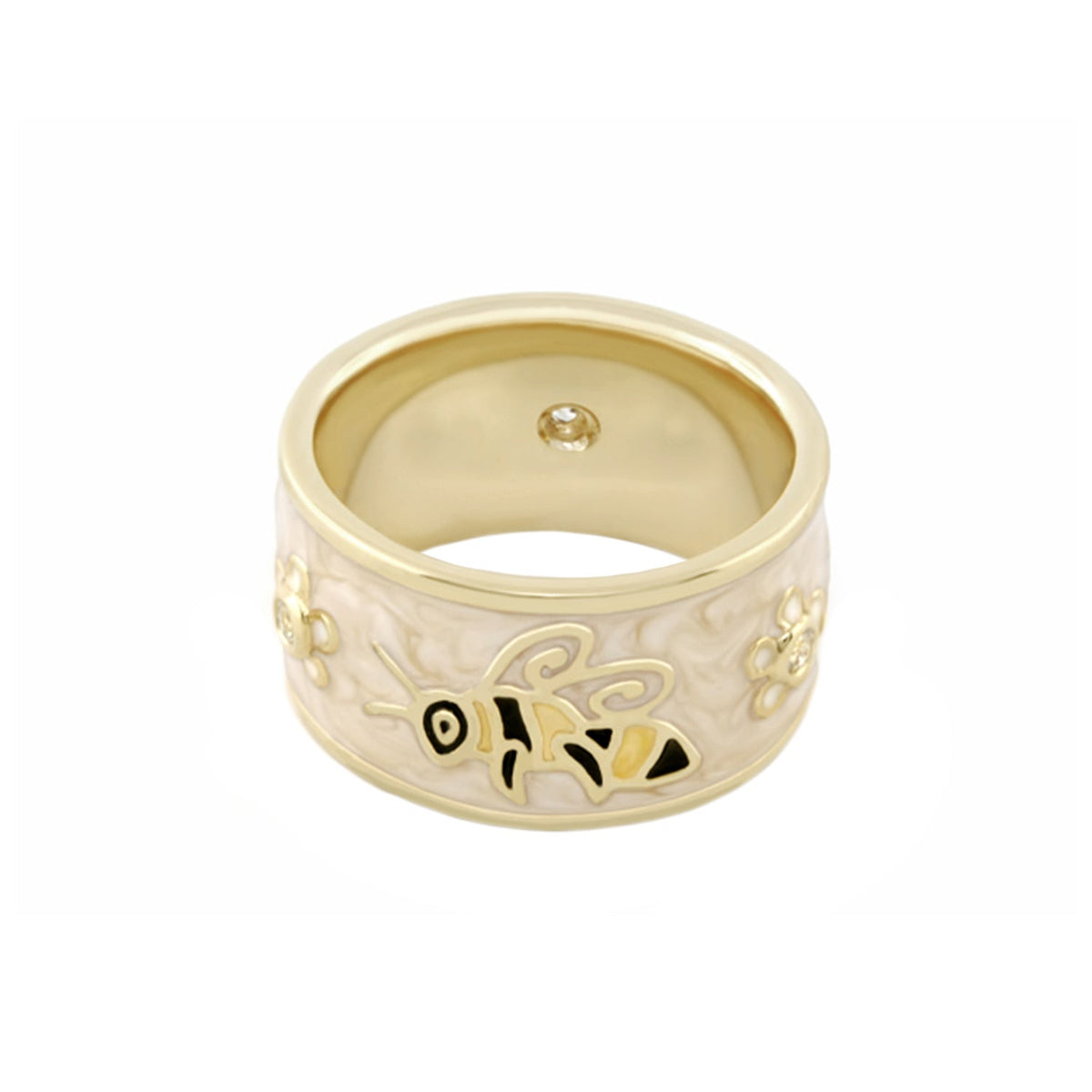 Animal Paradise Ring Bumblebee Band by Lauren G Adams, gold-tone wide ring with bee motif on Tampa Home & Garden Store