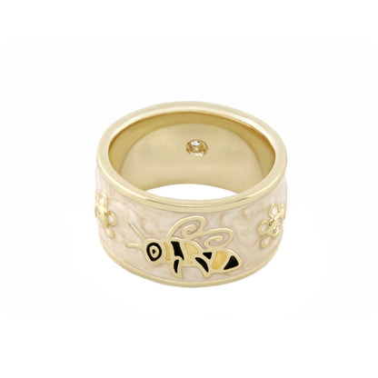Animal Paradise Ring Bumblebee Band by Lauren G Adams, gold-tone wide ring with bee motif on Tampa Home & Garden Store