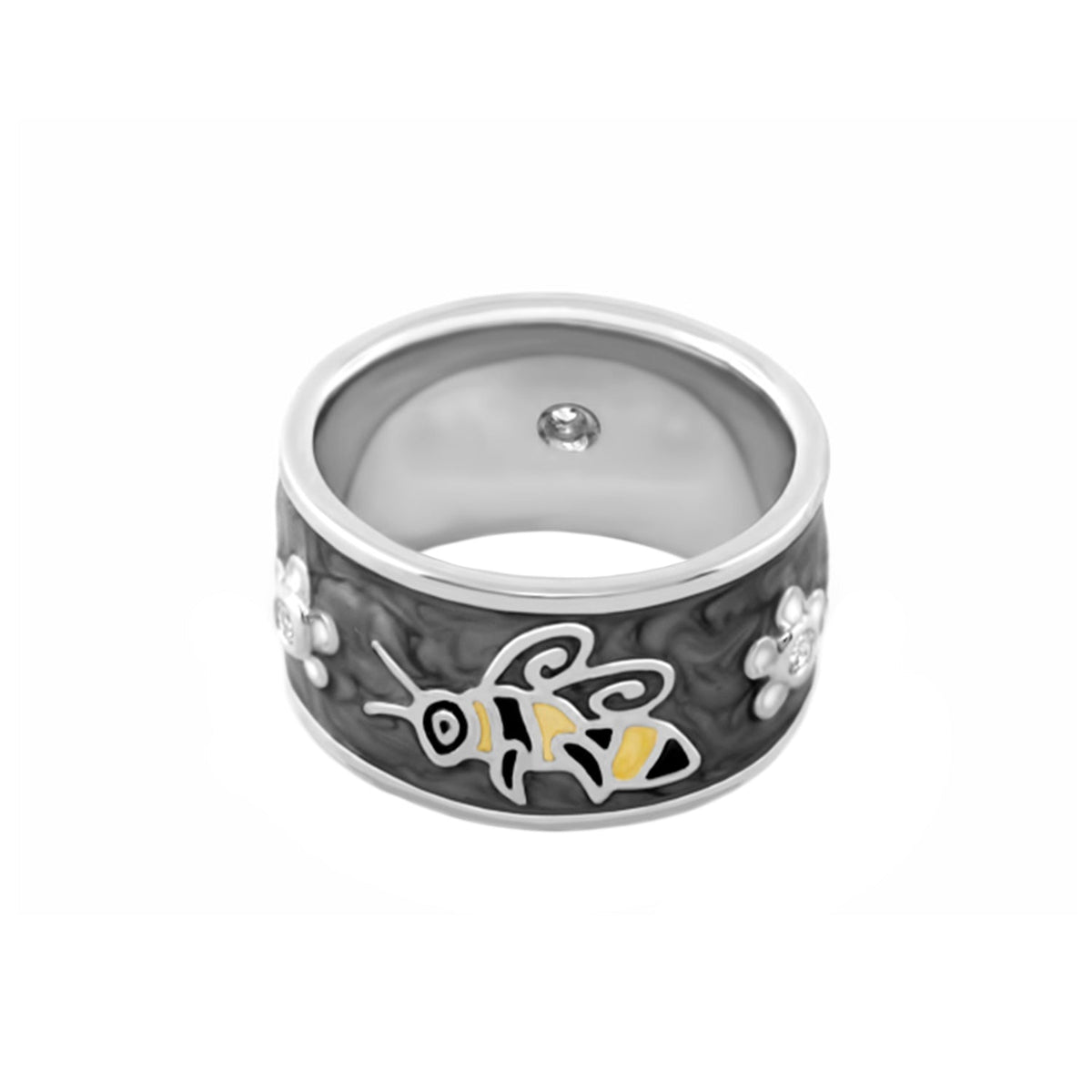 Animal Paradise Bumblebee Ring by Lauren G Adams, silver band with enamel bee accents on Tampa Home & Garden Store