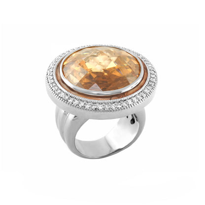 Glamour Cocktail Ring by Lauren G Adams with orange citrine stone and diamond halo in silver on Tampa Home & Garden Store