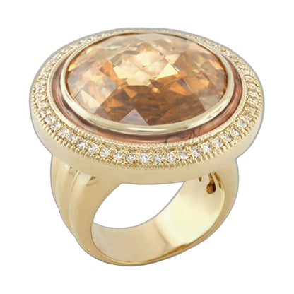 Glamour Cocktail Ring gold-tone with peach oval gem and diamond halo on Tampa Home & Garden Store